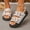 White, variant on Denim Floral Embroidered Sandals, Platform Ankle Strap Footwear, Boho Summer Casual Shoes, Women's Buckle Denim Flatform Sandals Open Toe Slide Sandals Summer Shoes, White 8