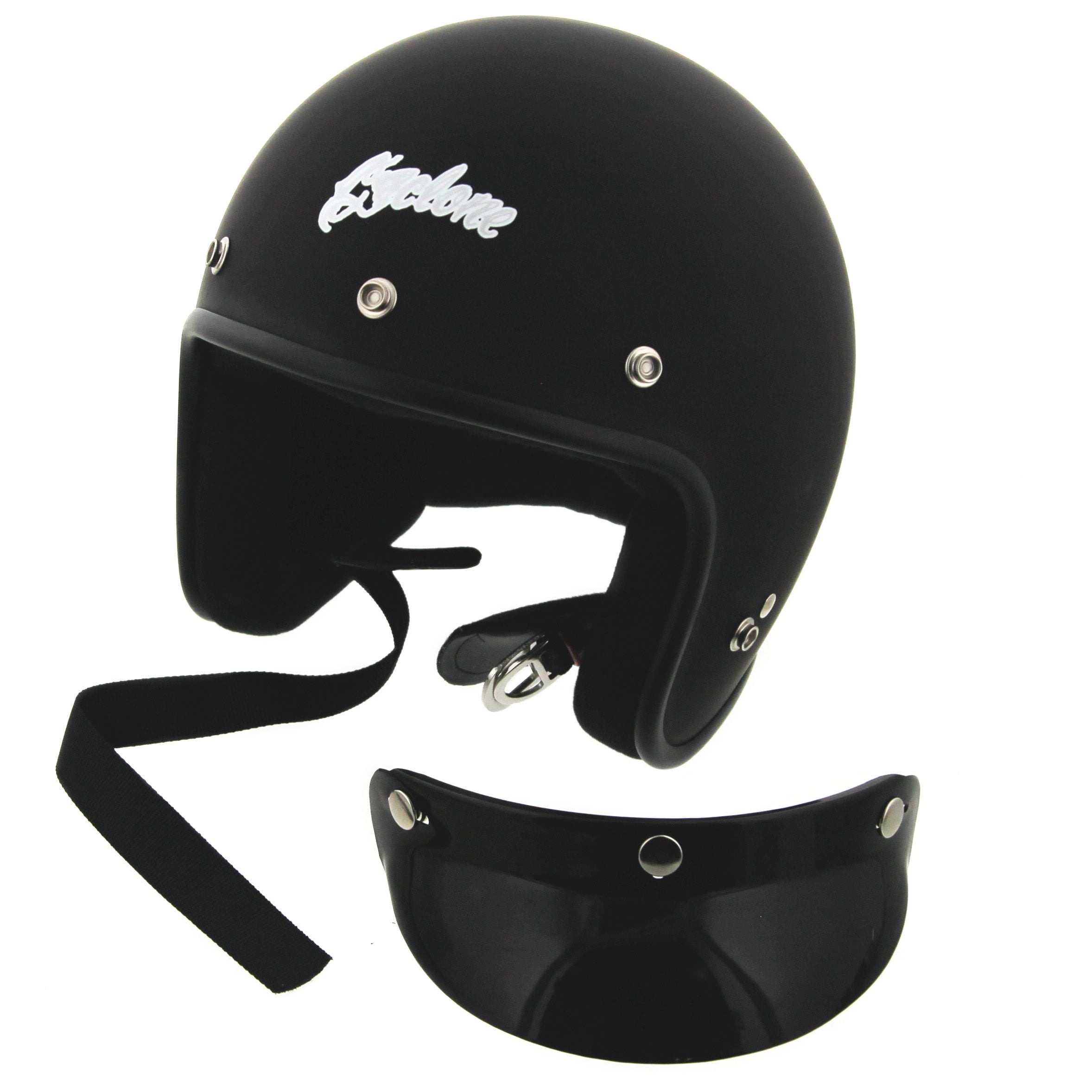 Cyclone Open Face Motorcycle Helmet DOT/ECE Approved - Matte Black - Large