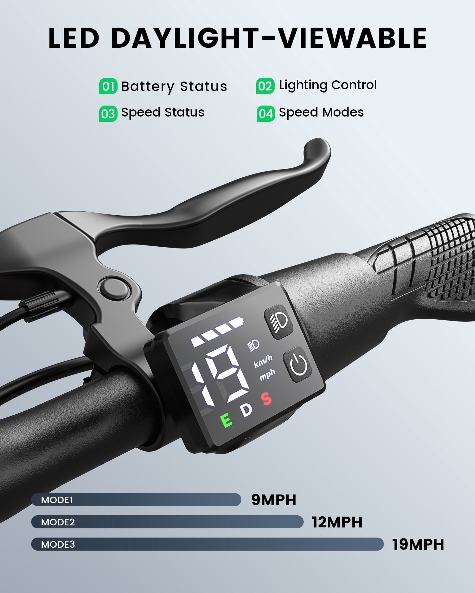 MIHOVER 14" Folding Electric Bike for Adults, 700W Peak Motor with 36V/7.8Ah Battery, LED Display & Free Phone Holder & Steel Cable Lock,18.6 MPH Commuter City Ebike, UL2849-White