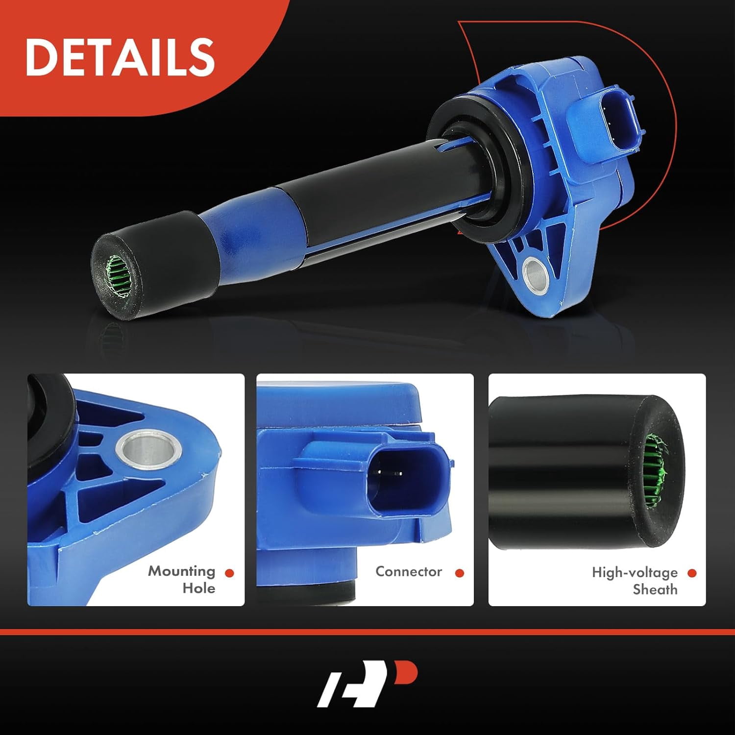 A-Premium (Blue) Engine Ignition Coil Pack Compatible with Honda Accord 08-12, Accord Crosstour 10-11, Pilot 09-15, Odyssey 08-17, Ridgeline 09-14, Crosstour & Acura MDX, RDX, TSX, TL, ZDX, 6-PC Set