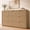 Natural Oak, variant on Hvoonc 54.5" Wide 6 Drawer Dresser for Bedroom with Faux Marble Top, Modern Curved-Corner Fluted Oak Storage Cabinet