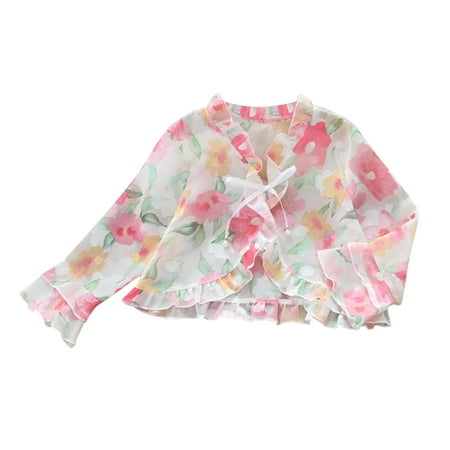 

B91xZ Winer Coat For Girls Kids Toddler Little Girls Princess Floral Flowers Sun Protection Long Sleeve Cardigan Lace Ski Jacket Girls Size 14 Red 6-7 Years
