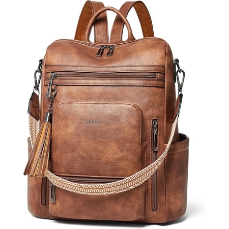 Shrrie Vegan Leather Laptop Backpack for Women 15.6 inch Work Backpack Fashion Travel Backpack Purse for Travel College Work