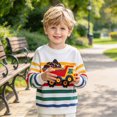 thumbnail image 4 of Gerichy Kids Crewneck Sweatshirt Boys Pullover Sweater Long Sleeve Shirts Dinosaur Striped Truck Top Clothes 2T-8T, 4 of 7