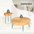 thumbnail image 3 of Costway Round Coffee Table Set of 2 End Table Natural Finish for Living Room Natural, 3 of 9