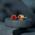 thumbnail image 5 of Rosec Jewels Lab Grown Orange Sapphire Solitaire Stud Earrings with Screw Back - 10 mm, 14K Yellow Gold, 5 of 9