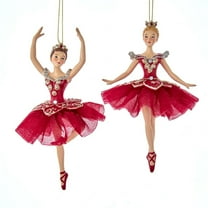 Set of 2 Regal Red BALLERINA Christmas Ornaments, by Kurt Adler