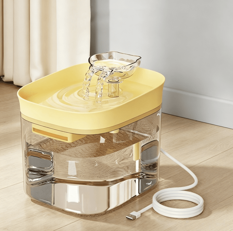 Cat Water Fountain-Clear Cat Drinker, 1.8 Liter Multi-Layer Filtration Dog Fountains Waters Bowl,Cat Water Fountain for Pet Parents Animal Lovers Home Office, Silent Flow Hydration Dispenser