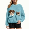thumbnail image 2 of larppty Women Sweatshirt with Dog Pouch Winter Fleece Pullover Sweatshirts with Carrier Pocket Puppy Kitten Dogs Holder Tops (Sky Blue, XL), 2 of 8