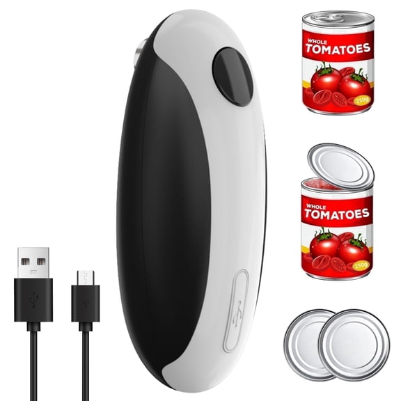 AkazzZ Electric Can Opener,USB Rechargeable Can Opener,One-Touch Cordless Can Opener,Smooth Edge,Hands Free,Food Safety,Automatic Kitchen Gadget,Battery Operated,Opens Almost Any Cans