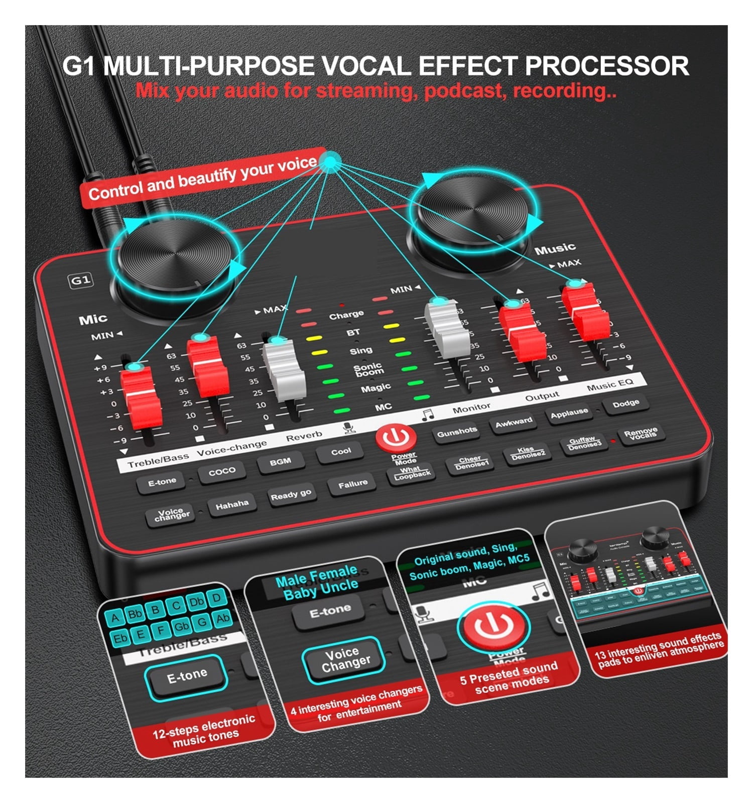 Sound Card G1 & L3 Condenser Microphone Set USB Sound Mixer Mic Audio Interface Sound Board For Phone Recording Live Streaming ,Easy to Operate