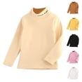 thumbnail image 4 of XXWXYD Boys Girls Turtleneck Long Sleeve T-Shirts, Soft Comfy Cotton Solid Color Tee Tops, Loose Warm Kids Base Layer for Fall Winter, Stretch Comfort Fit, 4 of 4