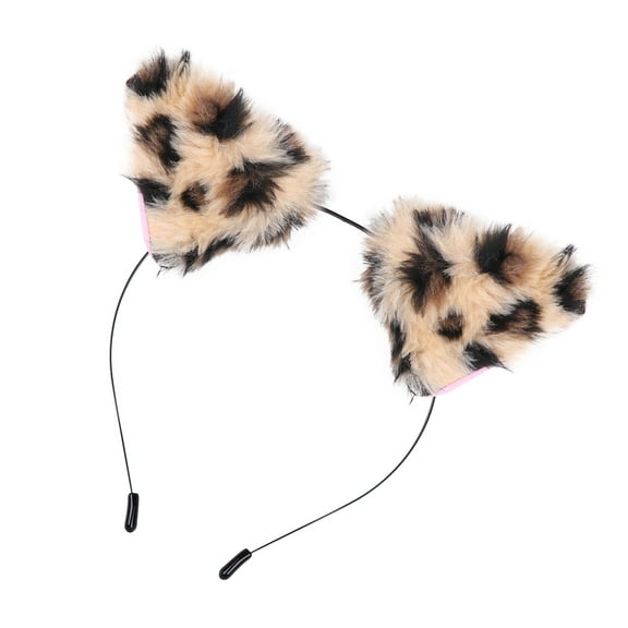 Topbathy Leopard Print Animal Ear Hair Band Elastic Metal Headwear for Costume and Carnival Parties