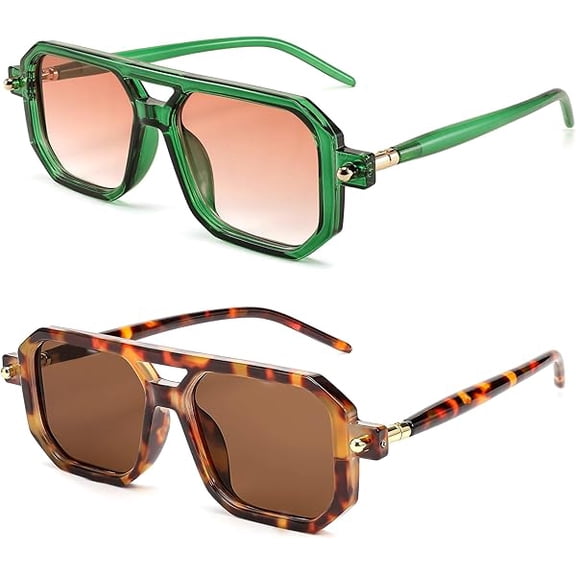 Retro Square 70s Flat Aviator Sunglasses Women Men Vintage Trendy Plastic Frame Sun Glasses UV400 Protection