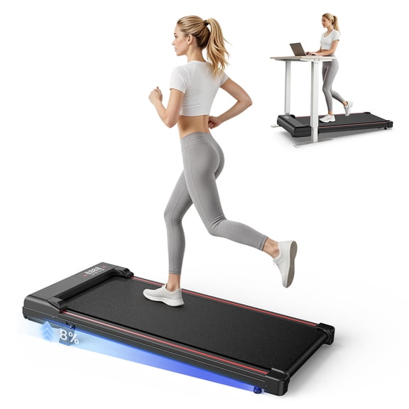 Evitormill Walking Pad Under Desk Treadmill with Incline for Home and Office, 2.5HP Low Noise, 36" Running Belt, Supports 265 Lbs (Black)
