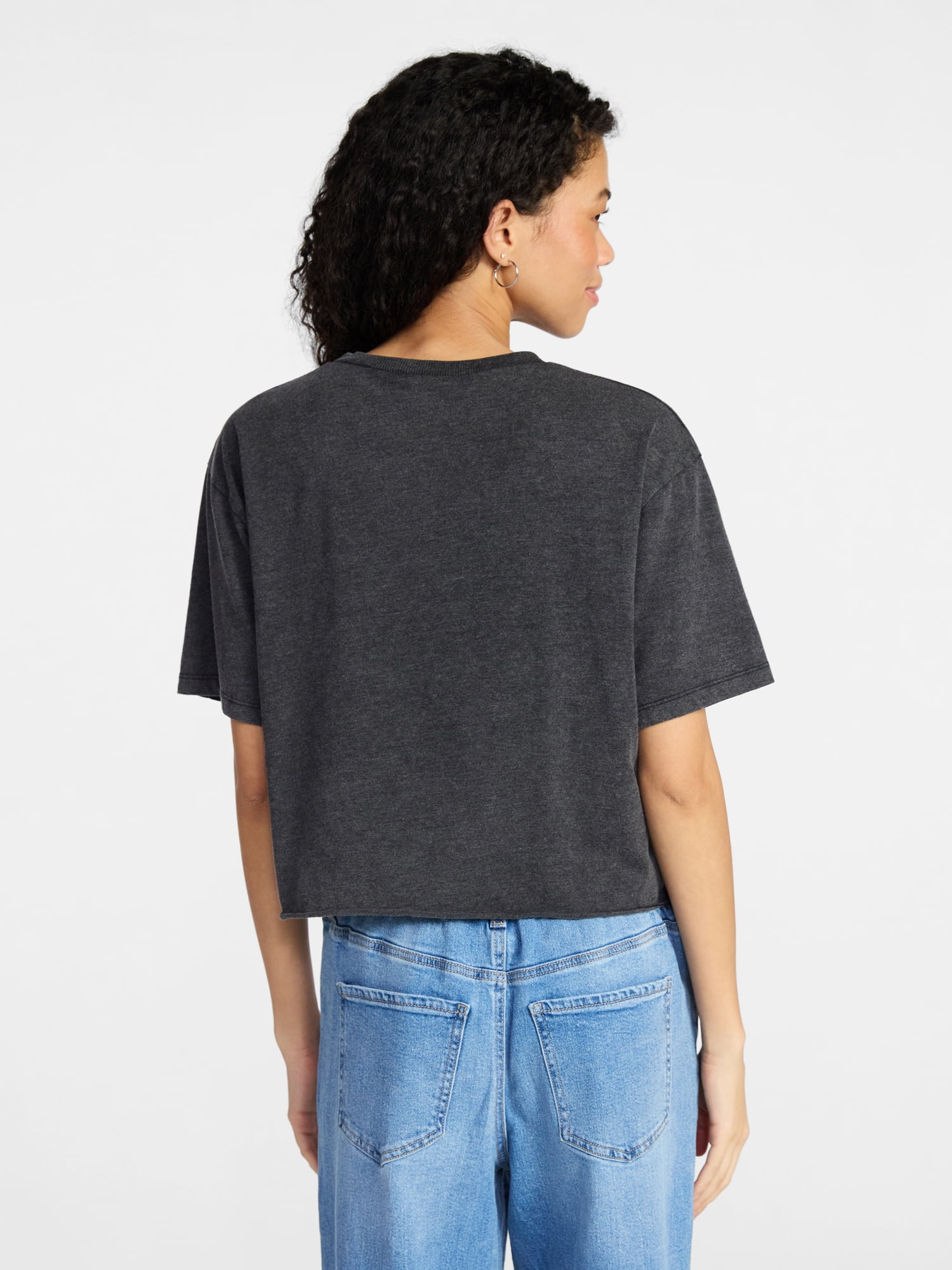No Boundaries Boxy Cropped Graphic Tee, Women's XXS-XXL