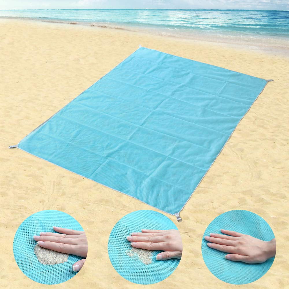 Picnic mats Camping mats Anti-Sand Beach Blanket Sand-Free Beach mats for 2-6 People Large / 4-8 People Super Large Two Sizes for Your Choice 108 x 96 x 0.01 inches, Tri-Color Quilting 