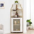 thumbnail image 3 of 61-pulgada industrial de altura freestanding de esquina bar gabinete para liquor con adjustable estantes, mesh door, y glass holder para kitchen, 3 of 7