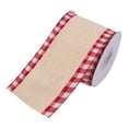 thumbnail image 2 of Clearance Under $1 Christmas Wired Ribbon, 1 Roll Burlap Plaid Holiday Ribbon, Beige 6x457cm, DIY Bows Wreath Xmas Tree Wrapping Decor, 2 of 9