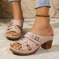 thumbnail image 4 of SACFOF Womens Open Toe Sandals Summer Casual Non Slip Slippers Orthopedic Chunky Low Heels Open Toe Casual Summer Dressy Walking Beach Slippers Hollow Out Shoes, 4 of 6