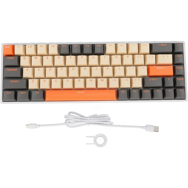 68 Keys Mechanical Gaming Keyboard, 60% Mechanical Keyboard with Red Switch, RGB Wired Gaming Keyboard, Ergonomic 60% Percent Keyboard, Wired Office Keyboard for PC Laptop
