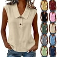 thumbnail image 7 of Dvprdro Collared Sleeveless Solid Top for Women Button Front Loose Fit Summer Casual Blouse, 7 of 7