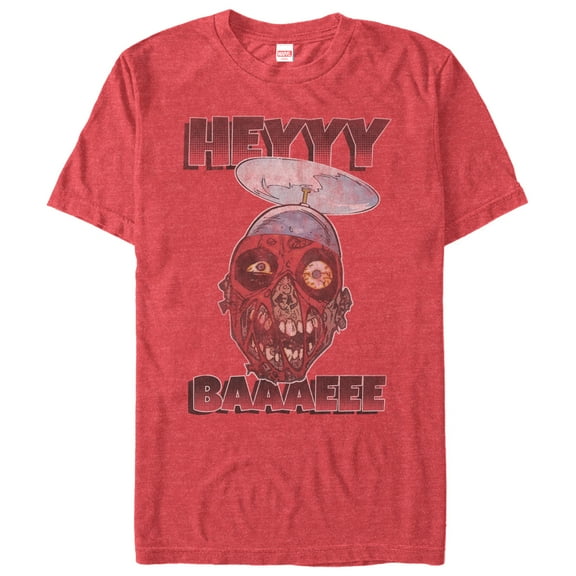 Men's Marvel Headpool Hey Bae  Graphic Tee Red Heather Medium
