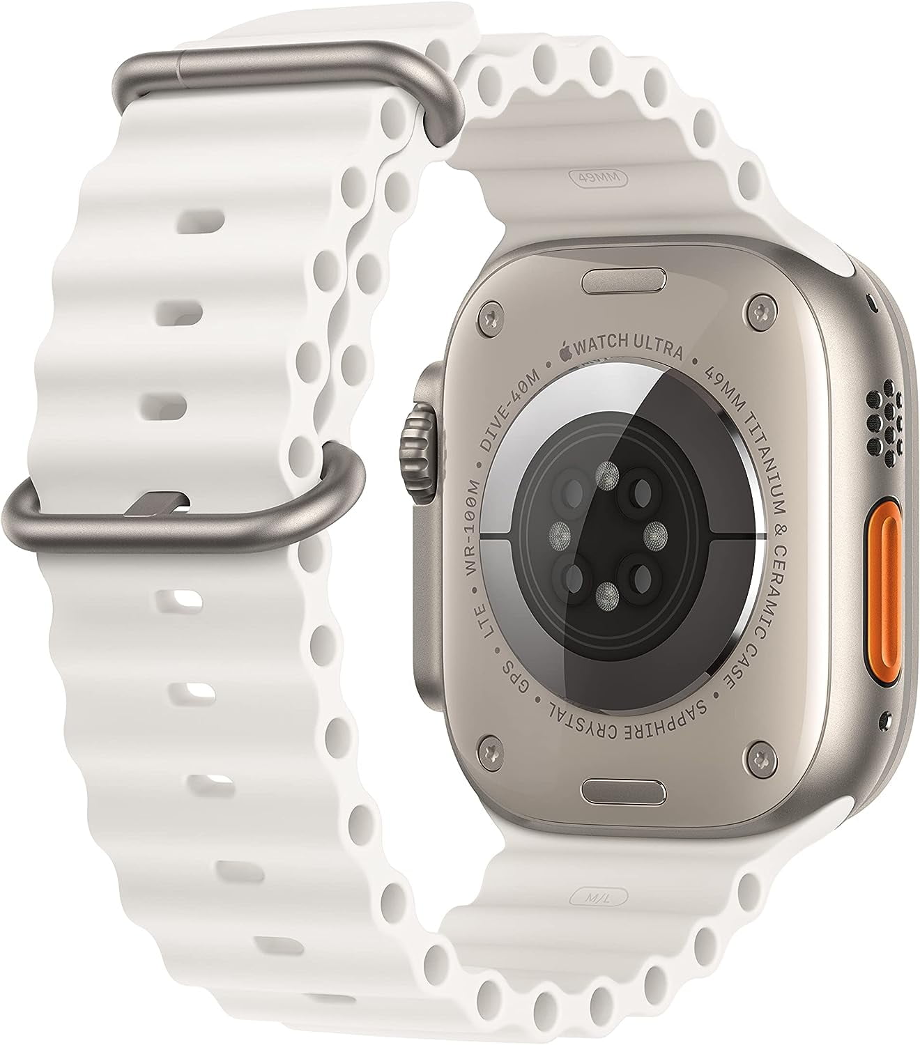 Restored Apple Watch Ultra (GPS + LTE) 49MM Titanium Case with White Ocean Band (Refurbished)