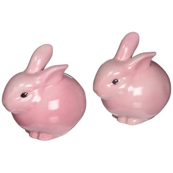 Cosmos 61107 Gifts Ceramic Pink Bunny Salt and Pepper Set, 3-3/4 Inches High
