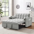 thumbnail image 2 of Modern Velvet Loveseat Futon Sofa Couch, Love Seat Lounge Sofa with Reclining Backrest, Toss Pillows and Side Pockets, 3 in 1 Convertible Sleeper Sofa Bed for Living Room, Bed Room and Office, Gray, 2 of 8