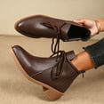 thumbnail image 5 of OKBOP Women's Walking Boots Round Toe Lace-Up Foam Cushioning Block Heel Brown Stylish Women's Boots Sizes 38, 5 of 5