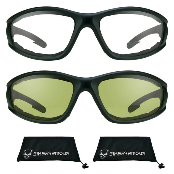 Bikershades BIFOCAL Motorcycle Safety Glasses Z87 Clear Yellow Sport Men Women