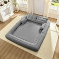 thumbnail image 4 of 78.7" King Foldable Sofa Bed, Lazy Sofa Couch, 3-in-1 Multi-Functional Sleeper Sofa Bed, Teddy Futon Sofa, Floor Loveseat Sofa, Human Dog Bed, Bean Bag Lounge Recliner for Living Room, Grey, 4 of 9