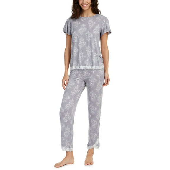 Charter Club Womens Printed Lace-trim Top Pajama Set Size 2XL