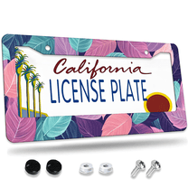 1 Pcs Tropical Leaf License Plate Frame, License Plate Cover for Car Decorative Parts, Aluminum License Plate Bracket Holder Rust-Proof Weather-Proof for US Standard Car