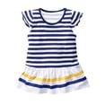 thumbnail image 4 of Cethrio Toddler Girls Outfit Set, Stripe Elastic Waist Flutter Sleeve T-Shirts&Shorts Sets Blue Size 7 T, 4 of 5