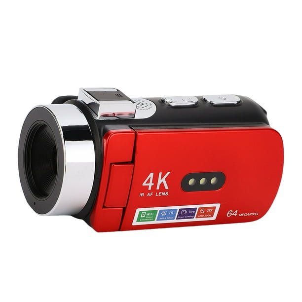 Videocámara Con Cámara De Vídeo 4K, Cámara Vlog Ligera ABS De 64MP Con Pantalla Abatible De 3 Pulgadas Para Transmisión En Vivo