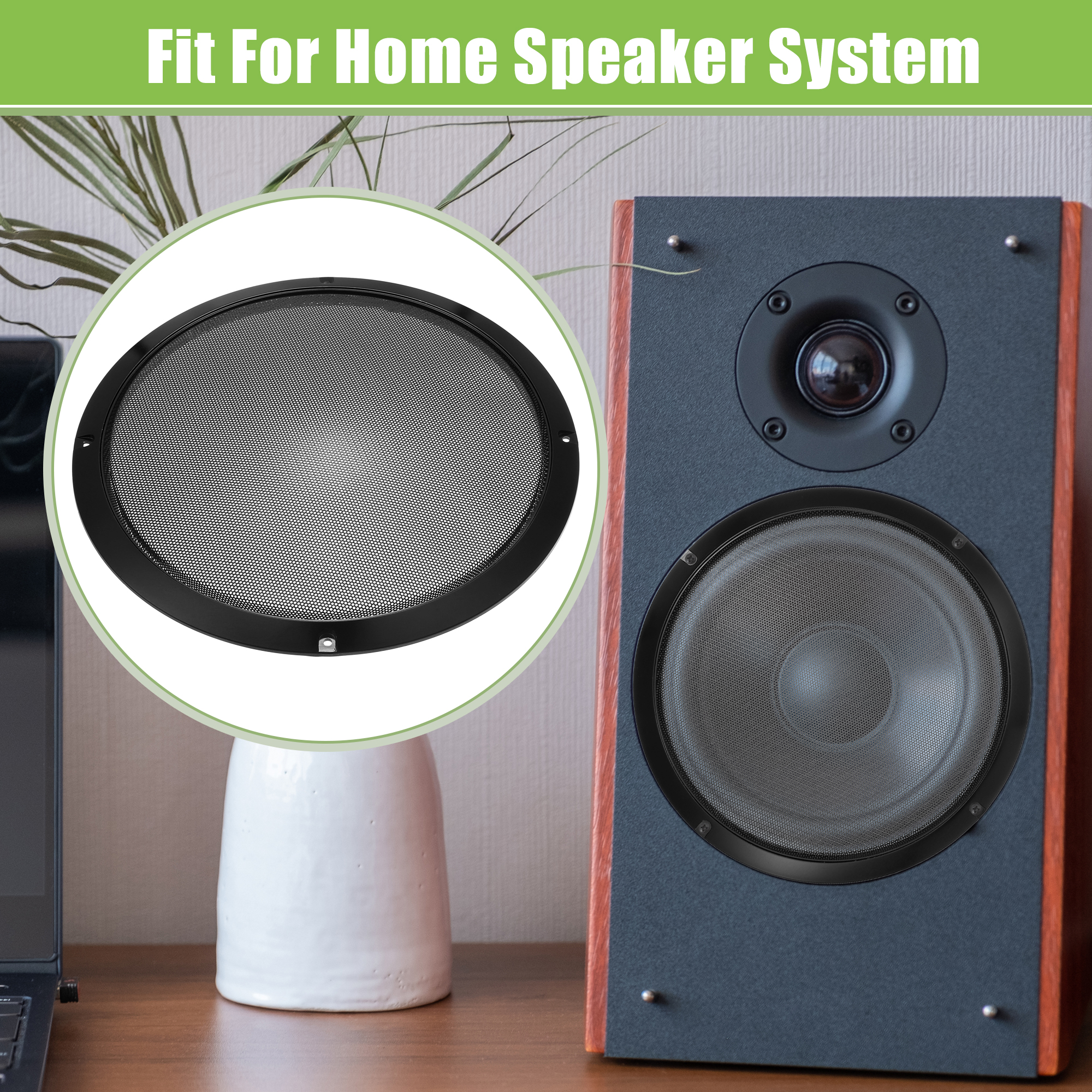 Unique Bargains Speaker Grills Cover Audio Subwoofer Protector Case Gloss Black 10"