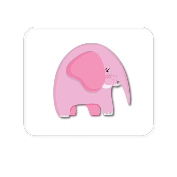 DistinctInk Mouse Pad - 1/4" Foam Rubber - Cute Cartoon Elephant - Pink