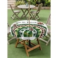 thumbnail image 2 of Round Outdoor Tablecloth With Umbrella Hole And Zipper– St. Patrick's Day Waterproof Patio Table Cover for Party, Picnic, Backyard, 60" Dia. , Green Shamrocks Rainbows White, 2 of 8