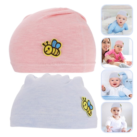 ADDHAT Breathable Newborn Caps Cotton 2Pcs Blue for Babies
