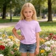 thumbnail image 2 of Gunia Solid Color T Shirts For Toddler Girls Size 18-24 Months Short Sleeve Crew Neck Light Purple Ruffled Tops Girls Summer Lightweight T-Shirts, 2 of 5