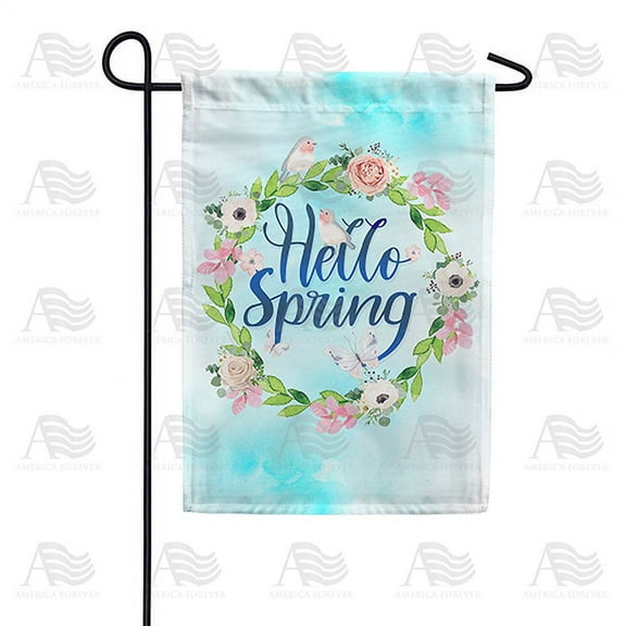 America Forever Spring Wreath Garden Flag 12.5 x 18 inches Double Sided Colorful, Floral Rose, Summer Flowers - Seasonal Yard Lawn Outdoor Decorative Hello Spring Garden Flag