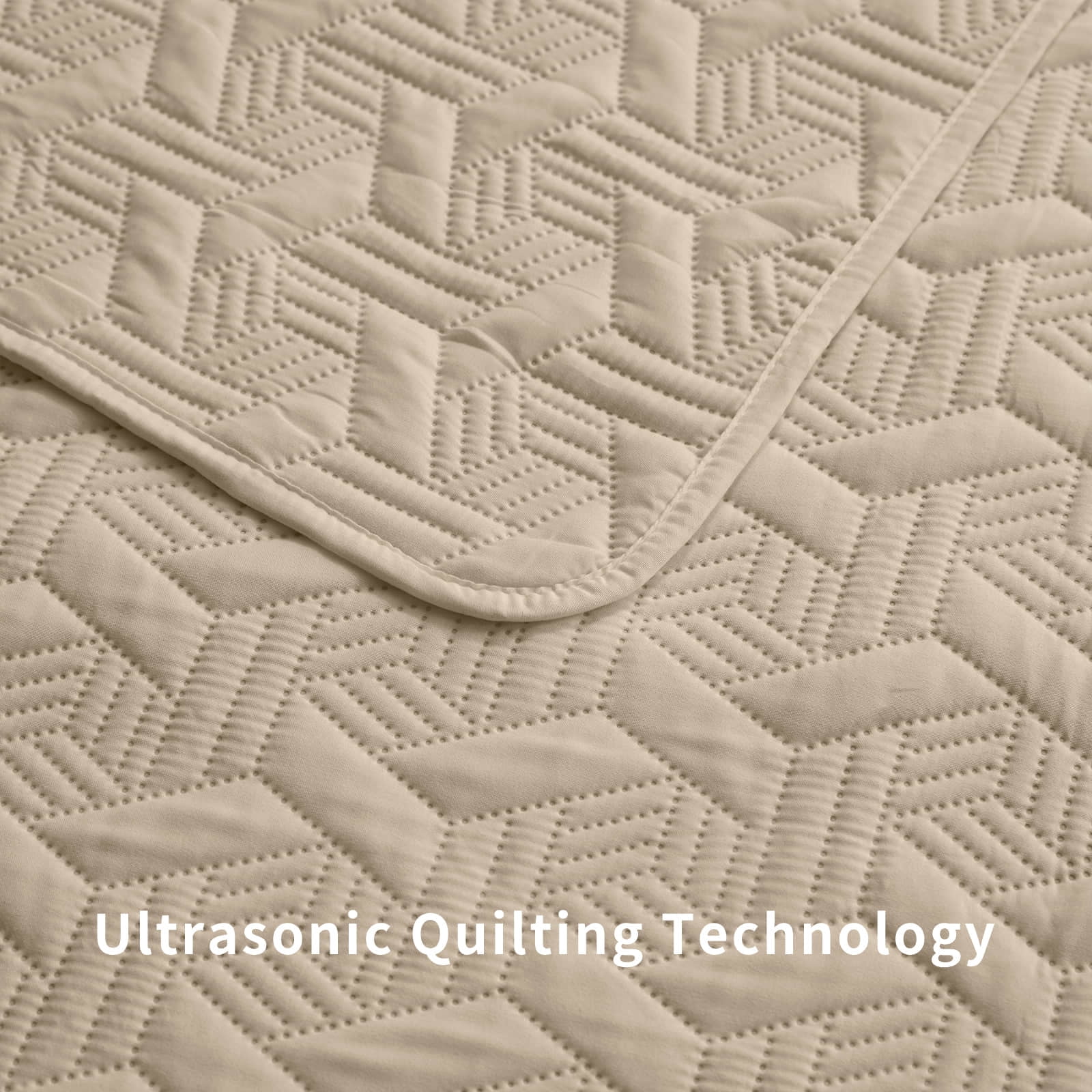 Quilt Set King Size 3 Pieces, Lightweight Beige Bedspread-98''x106'', Soft Microfiber Summer Quilt/Coverlet,Luxurious Warm Bedding Sets for All Seasons (Includes 1 Quilt, 2 Shams)