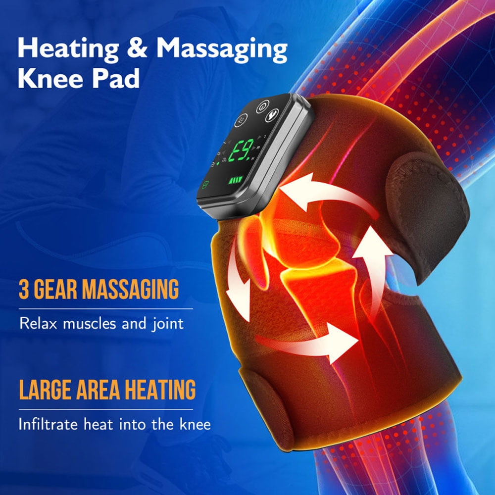 Hiroke Heated Knee Massager Rechargeable Heated Knee Brace, Leg Shoulder Pain Relief for Women Men