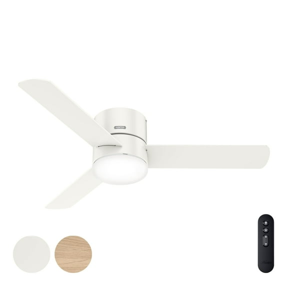 Restored Hunter Fan 52 inch Low Profile Fresh White Indoor Ceiling Fan with LED Light Kit and Remote Control (Refurbished)