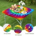 thumbnail image 4 of Colorful Rainbow Tie Dye Spiral Pattern Square Fitted Tablecloth with Elastic Edge,Square Table Cover,Washable Elastic Table Cover for Home Kitchen Party Decor 36"x36", 4 of 6