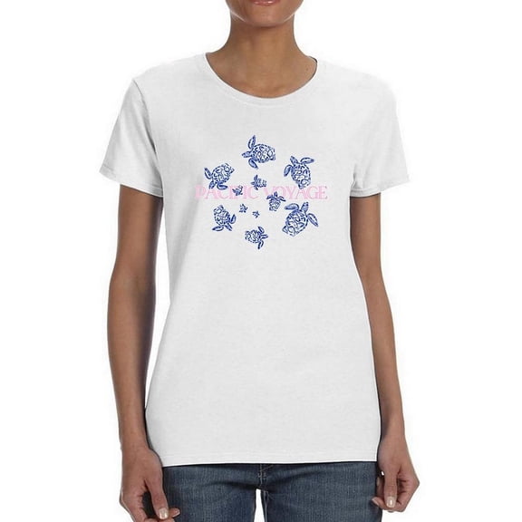 Pacific Voyage Turtle Pattern Shaped T-Shirt Women -Image by Shutterstock, Female Medium