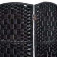 thumbnail image 6 of HOMCOM 6 Panel Folding Room Divider, 6Ft Tall Portable Wicker Weave Privacy Screen with 360° Hinge, Black, 6 of 9
