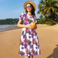 thumbnail image 4 of Vsdgher Pivoines pour Femmes Été 2025 Robes Midi Maxi Décontractées Légères Manches Courtes Col Rond Robe de Plage, 4 of 6
